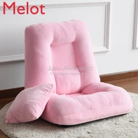 pink coral flannel folding bed lazy couch chair and pillow bay window tatami with backrest