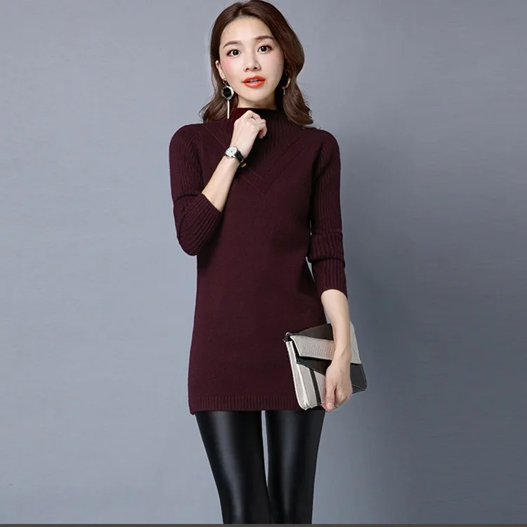 Зимний вязаный толстый свитер для женщин водолазка с длинным рукавом пуловеры
