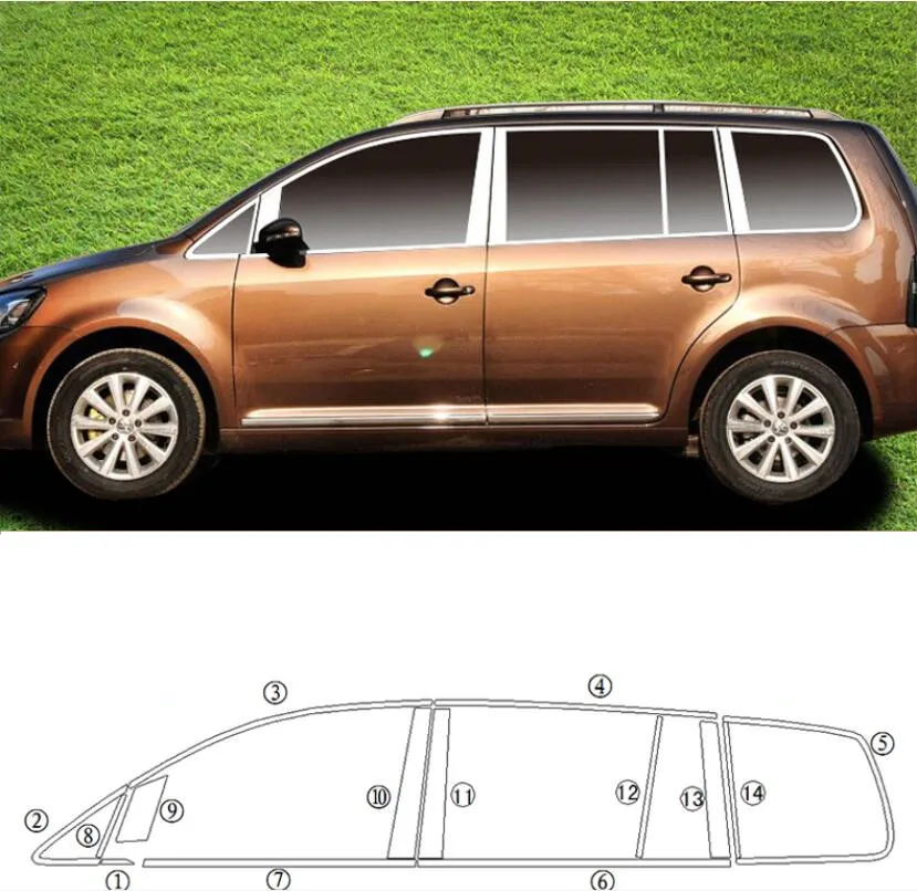 

Stainless Steel For Car Full Window Decoration Strips Trim For Vw Volkswagen Touran 2011 2012 2013 2014 2015