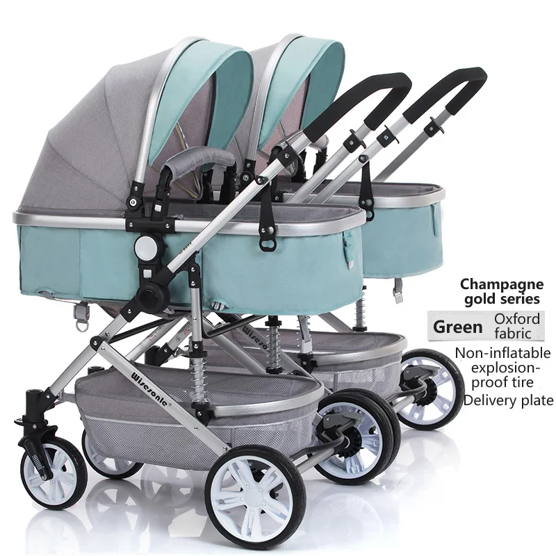 Babyfond легкая двойная коляска с высоким пейзажем, коляска может лежать, ударопрочная, складная, съемная коляска