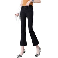 womens flare jeans 2021 summer high waist black jeans mom stretch female jeans for women elasticity denim wide leg skinny pants