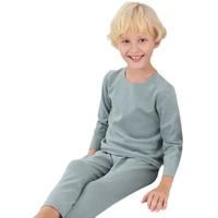 children long johns cotton clothes pants set unisex solid color kids pajamas toddler outfits child sleepwear boys nightwear