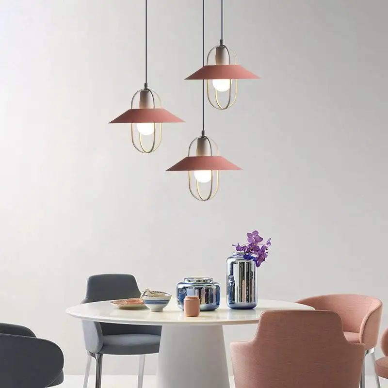 

Ins Nordic restaurant lamp chandelier single head three creative personality bar lamp bed head small chandelier macaron lamp