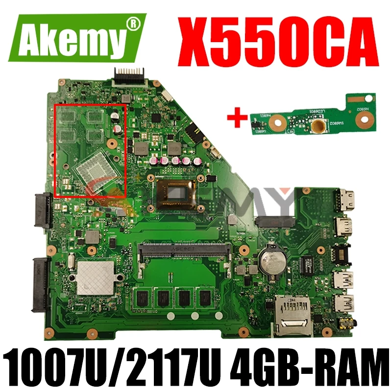 

Akemy X550CC Laptop motherboard For Asus X550CA X550CL R510C Y581C X550C A550C original mainboard 4GB-RAM 1007U/2117U CPU
