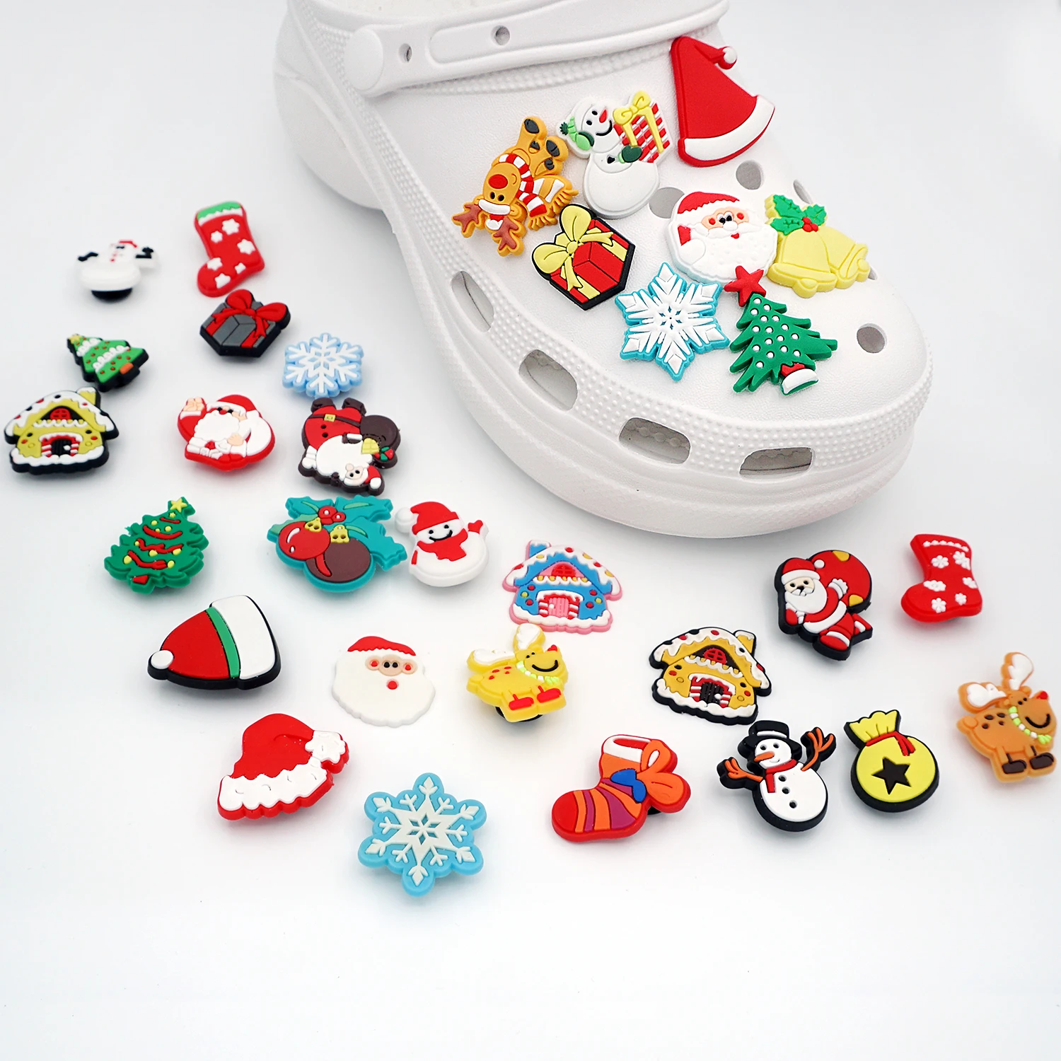 

Рождественские Подвески для обуви, снеговик, рождественская елка, Санта-Клаус, пряжки для обуви, аксессуары для обуви, подвески для кроссово...