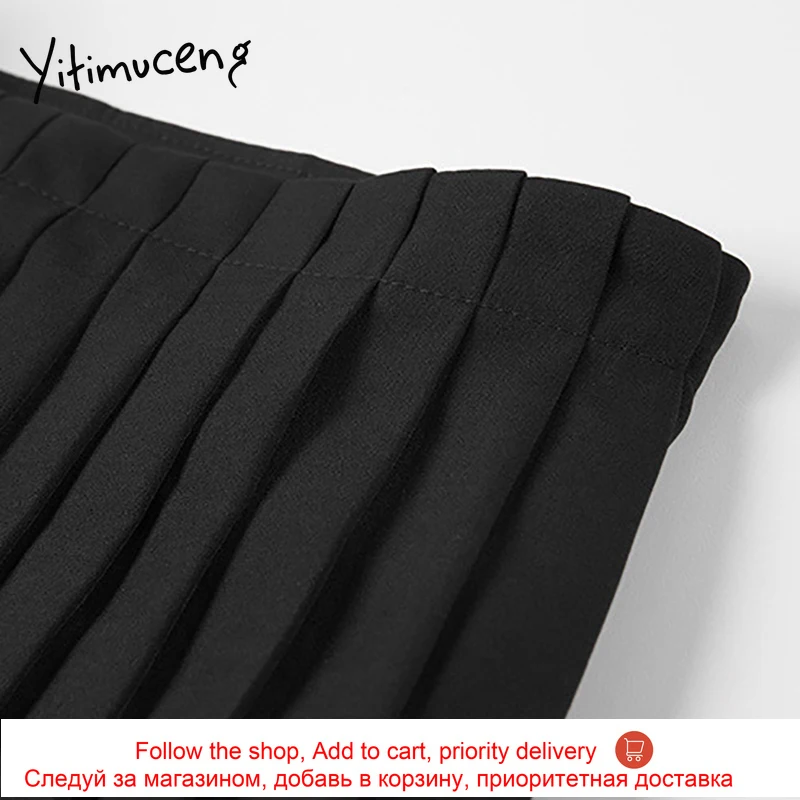 

Yitimuceng pleated Skirt Women Sashes Mini High Waist A-Line Black Clothing 2021 Summer Korean Fashion New Preppy Style Skirts