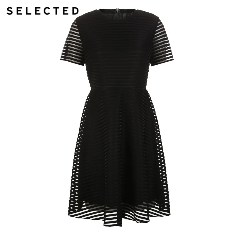 Отборный стрейч сплайсированные шифон вырезы платье зонтик S | 418361501|Женские