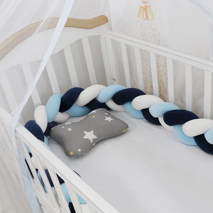 Navy Blue White Sky 3M детский бампер кровать плетеная кроватка бамперы для мальчиков девочек Младенческая защита для кроватки бампер Тур де ЛИТ Bebe Tresse декор комнаты - Цвет: Navy Blue White Sky