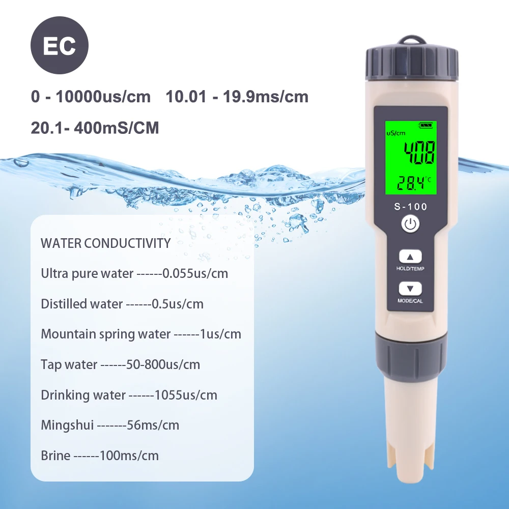 Yieryi S-100 цифровой измеритель солености 4 в 1 TDS/EC/солености/Темп тестер качества
