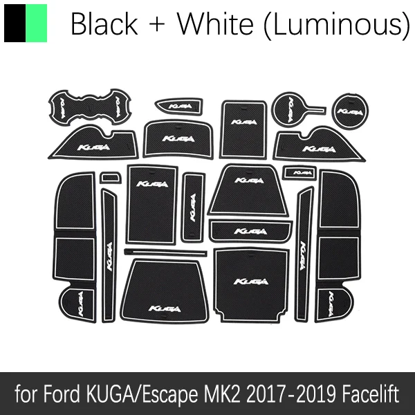 White Luminous Противоскользящий резиновый подстаканник для Ford KUGA Ford Escape MK2 подтяжка лица C520 Coaster автомобильные аксессуары наклейки - Название цвета: White Luminous