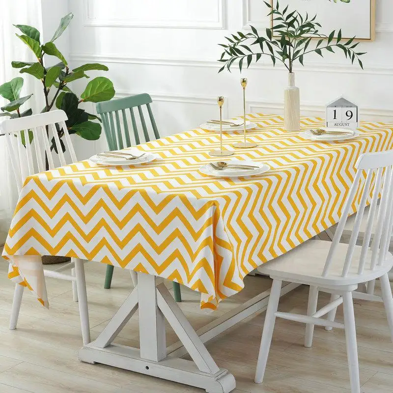 

Скатерть для стола, волнистая, скатерть в полоску, желтого и синего цветов, прямоугольная, 140 х 220 см