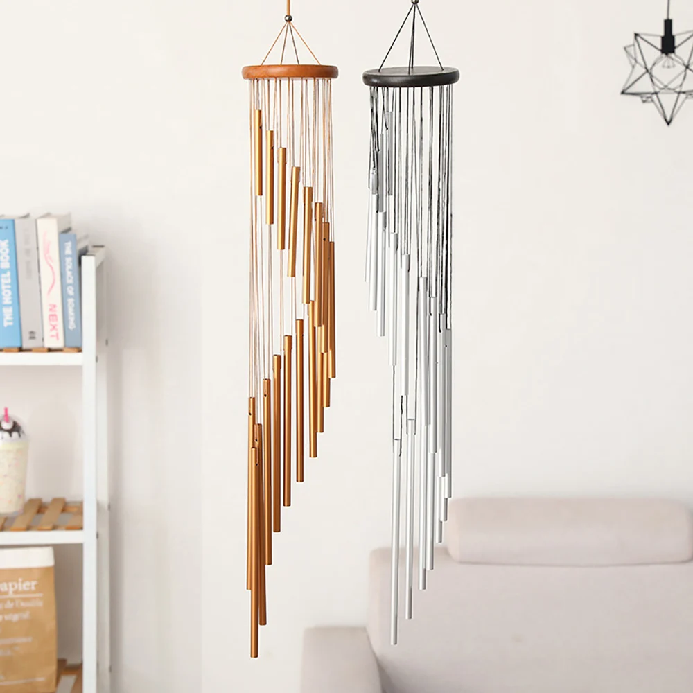 

35inch 18-Bar Classic Rotating Wind Chime Solid Wood Aluminum Alloy Tubes for Home Balcony Bacyard Decoration