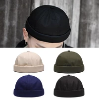 50hotunisex skullcap brimless sun protection autumn winter adjustable pure color sailor cap for daily wear