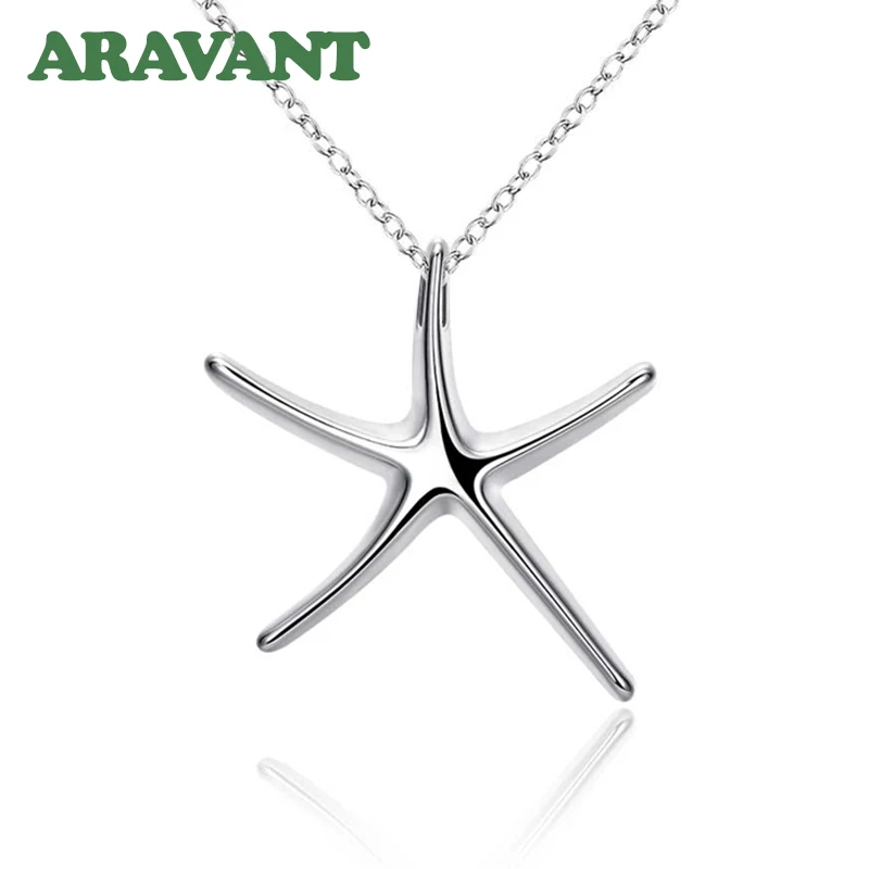 Женское ожерелье из серебра 925 пробы с подвеской в виде большой морской