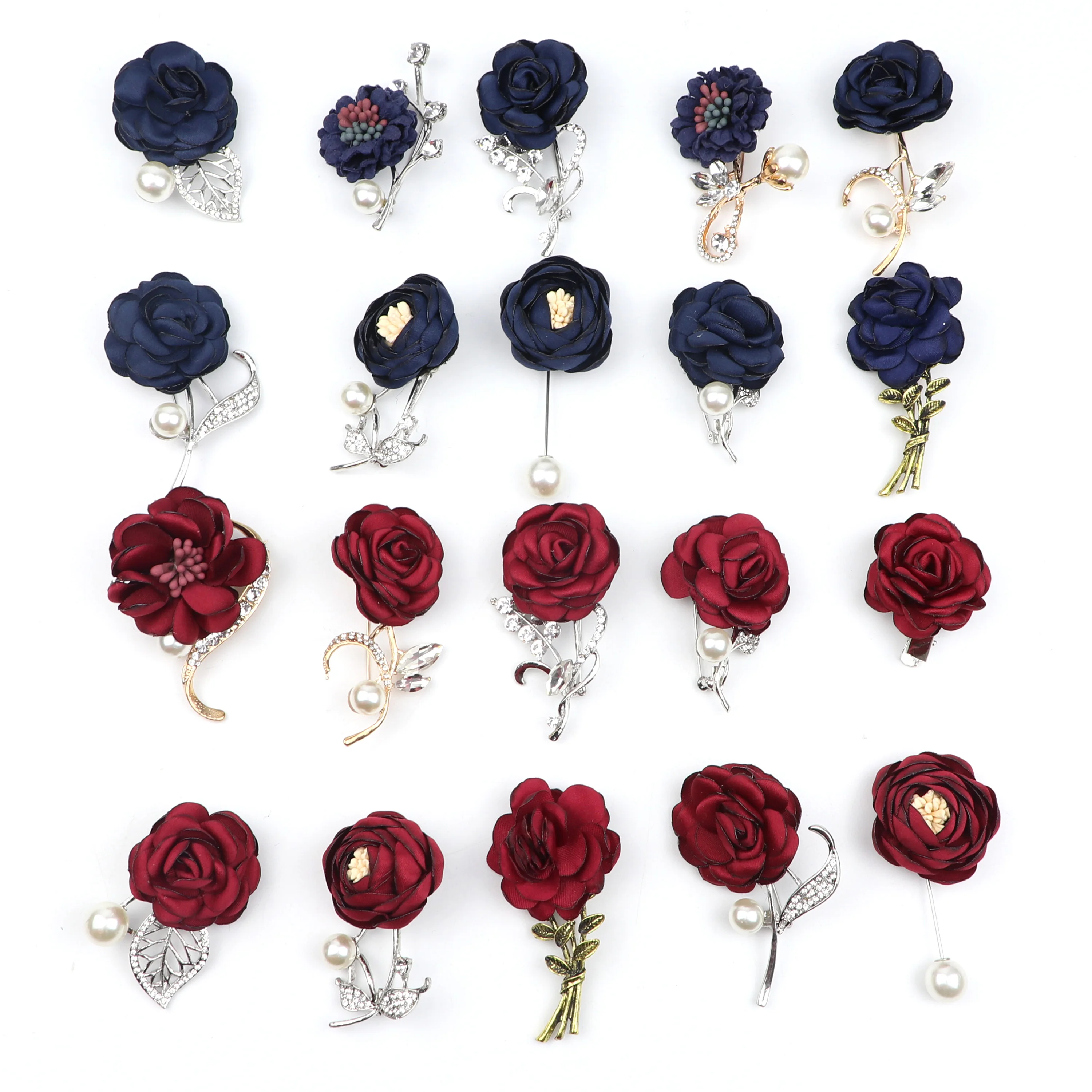 

Red Royal Blue Rose Flower Brooch Women Men Jewelry Pin Bride Groom Collar Breastpin Brooches Corsage Dress Coat Accessories