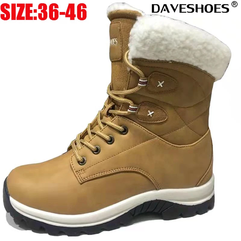 

Зимние ботинки унисекс Daveshoes, теплые женские зимние ботинки из хлопка, ботинки средней длины для мужчин, женские ботинки, размеры 36-46