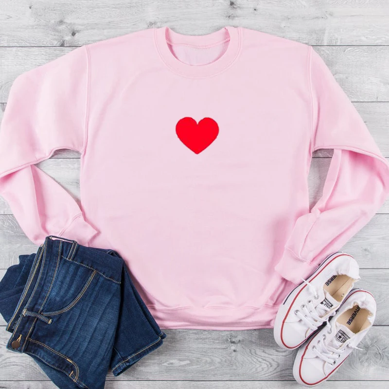 

Heart Print Women Sweatshirts Harajuku Kawaii Girls Casual Pullover Streetwear Tumblr Soft Korean Style 90s Jumpers Dropshipping