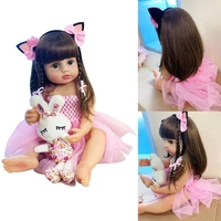 55cm original bebe doll rebirth toddler girl pink princess bath toy soft full body silicone dolls rebirth girl toy