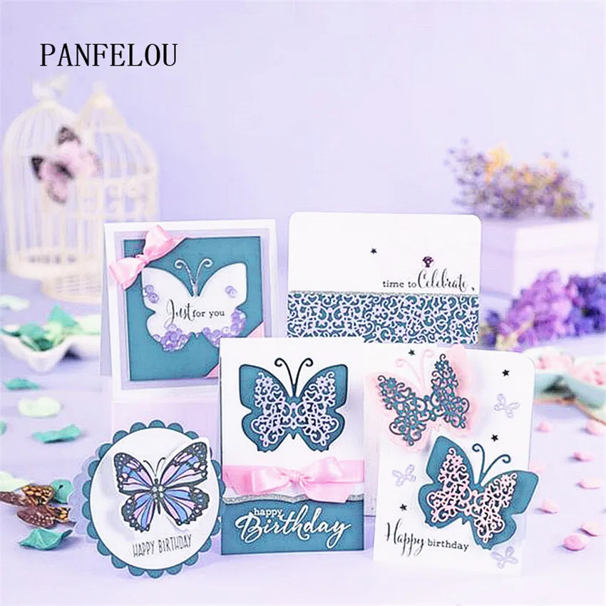 PANFELOU 1 лот = 2 шт. вырезать бабочку металлическое ремесло искусственная бумага