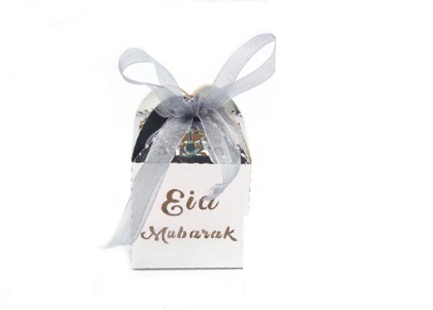 

100 Pcs/Lot Eid Mubarak Laser Cut Candy Box Chocolate Boxes Ramadan Kareem Favor Gift Muslim Festival Happy Party Supplies