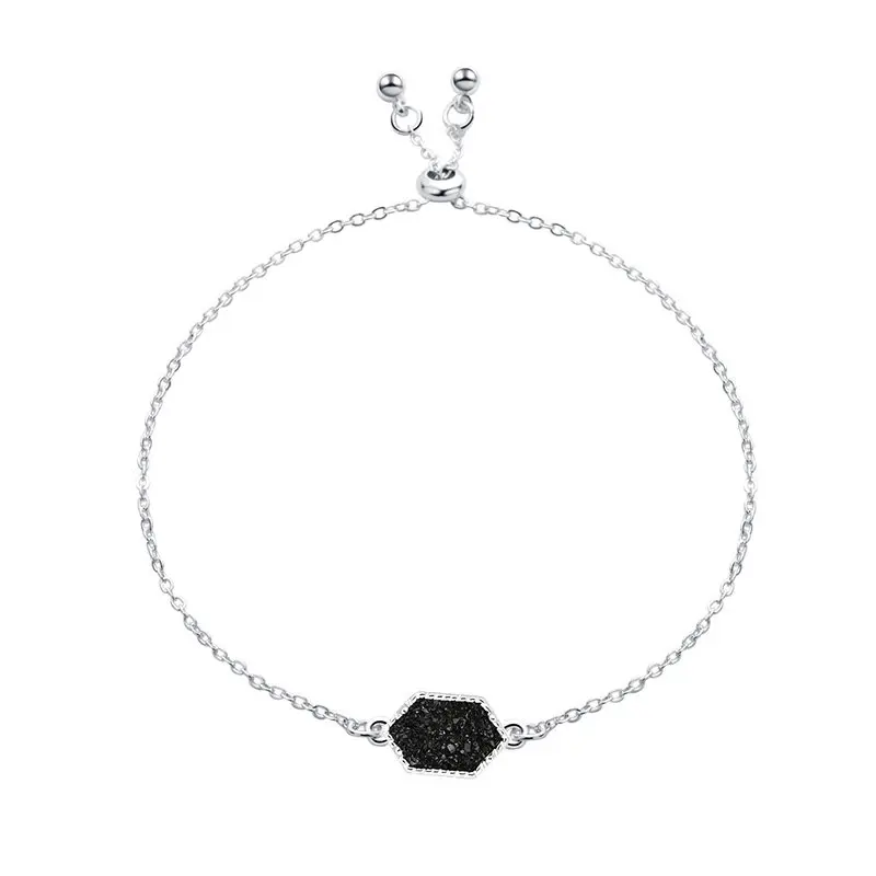 22 Модный Регулируемый Круглый круглый полимерный Druzy браслет Drusy из искусственной смолы Druse камень Золотая Серебряная цепочка ювелирное изделие для женщин подарок - Окраска металла: 22