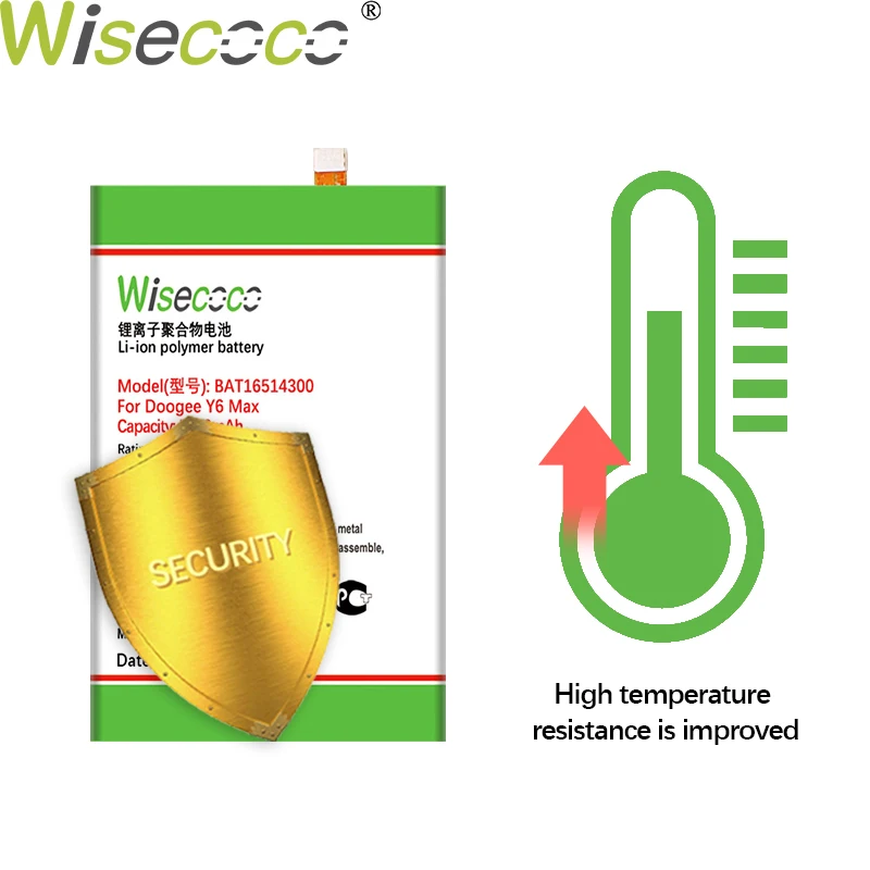 WISECOCO 5000 мАч BAT16514300 батарея Для Doogee Y6 Max мобильного телефона новейшее производство высокое качество батарея+ номер отслеживания