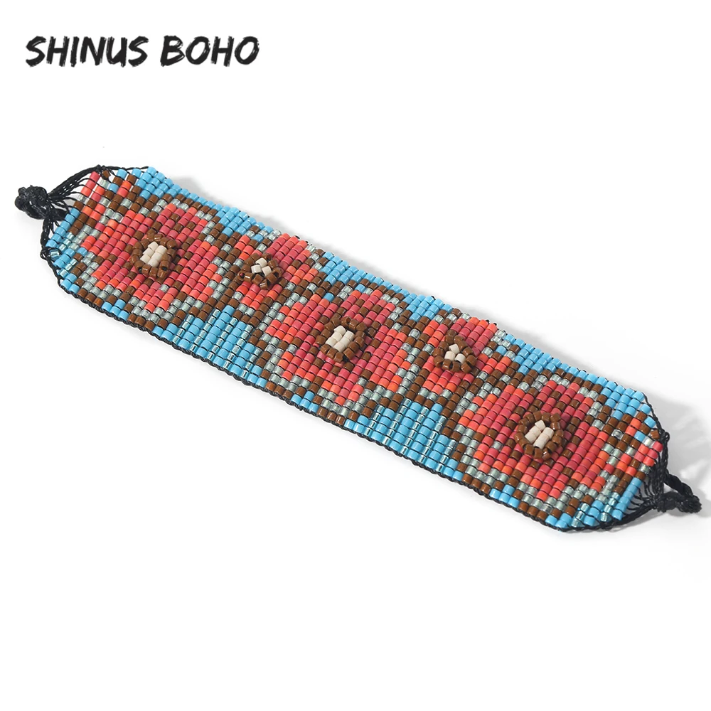 Браслеты манжеты SHINUSBOHO женские ювелирные украшения в стиле бохо с 3D цветами