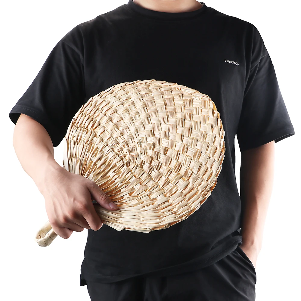 

Chinese Style Manual Straw Hand Fans Handmade Straw Fan Hand-woven Palm Leaf Hand Fan Summer Cooling Mosquito Repellent