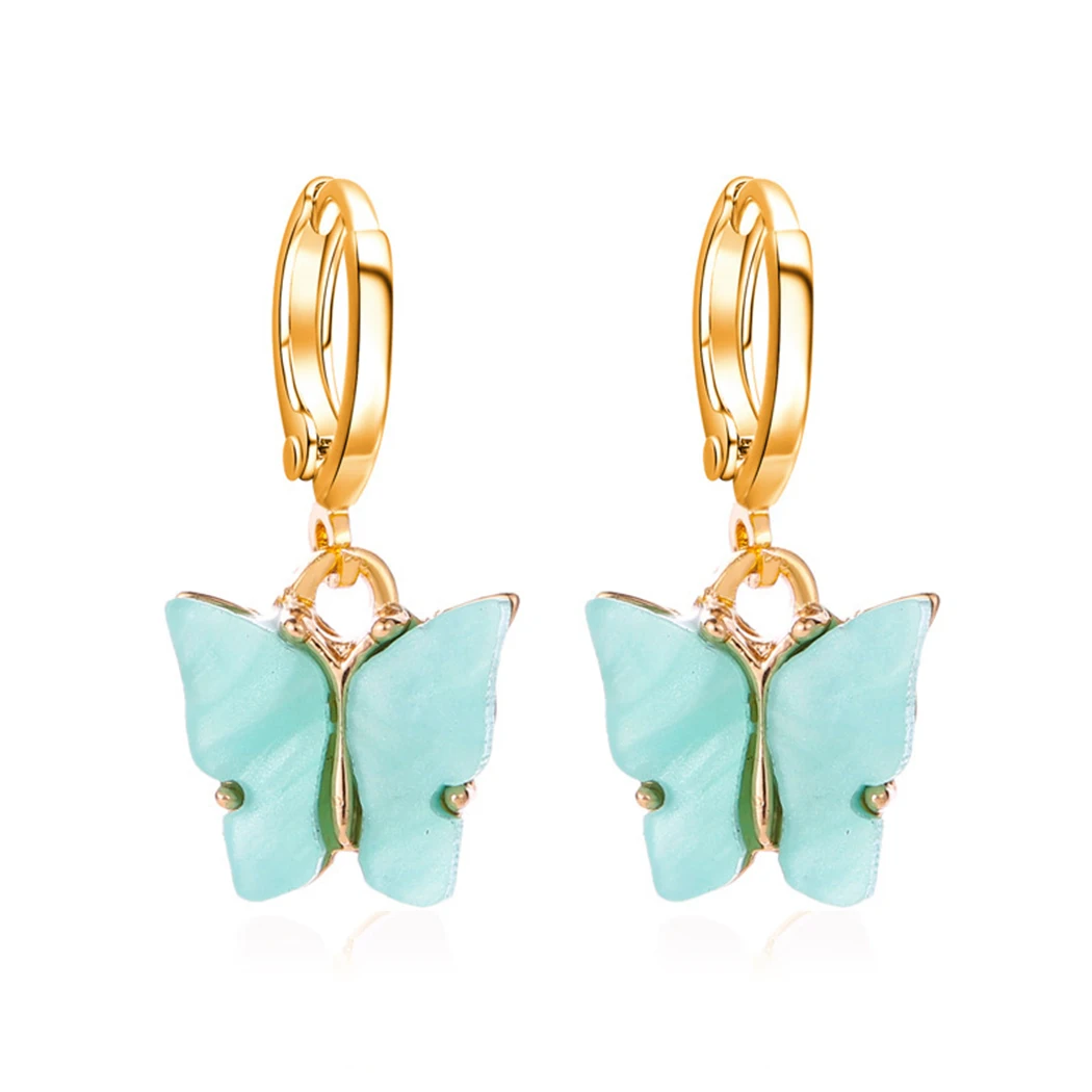 

2021 Korean New Fashion Earrings Acrylic Butterfly Shape Jewelry Small Fresh Sweet Drop Earing For Woman Cute Best Gifts