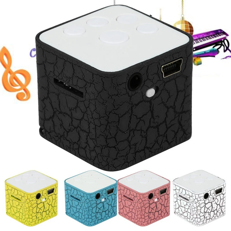 Portable Mini Speaker Colorful Crack LED Light Small Sound BoxCube Support Micro SD/TF Card | Электроника
