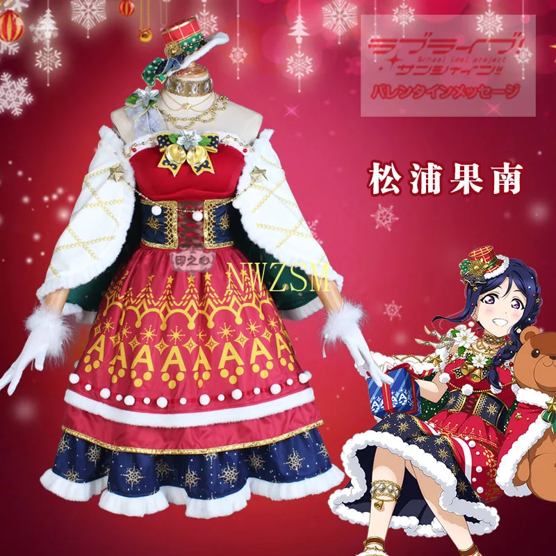 

Love Live Sunshine Aqours Christmas 9 Characters Takami Chika Watanabe You Kurosawa Ruby Dress Uniform Anime Cosplay Costumes