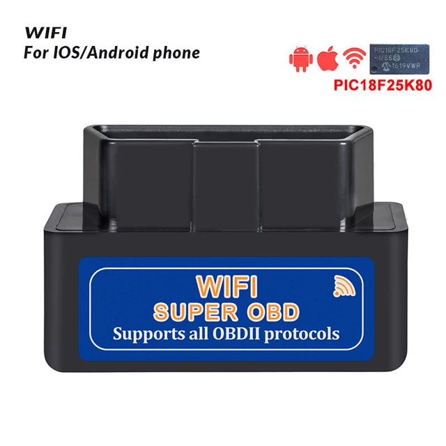 ELM327 wifi Мини ELM327 WiFi/Bluetooth V1.5 PIC18F25K80 чип OBDII диагностический инструмент IPhone/Android/PC ELM 327 V 1,5 автоматический сканер считыватель кода - Цвет: ELM327 wifi