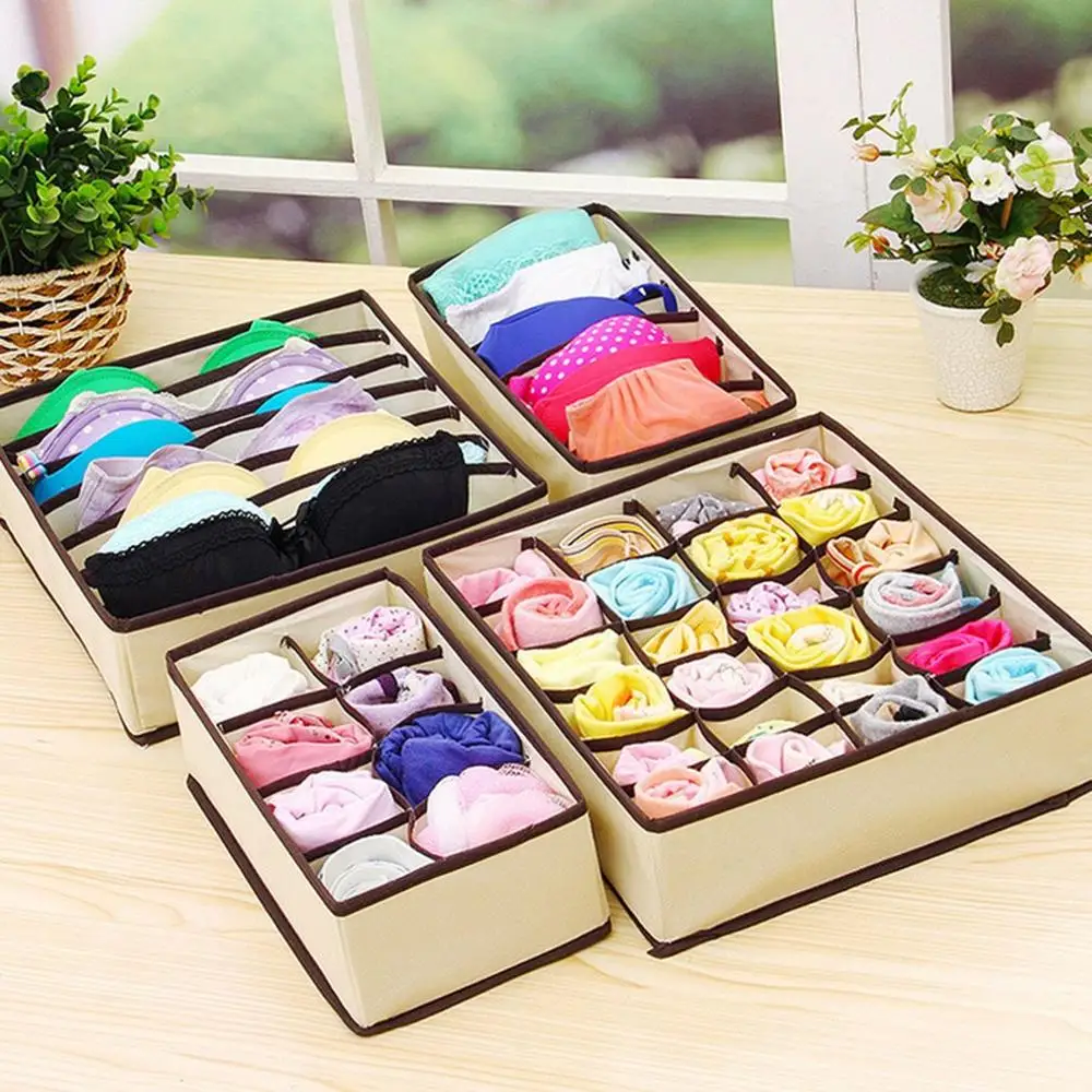 Dormitory closet organizer for socks home separated underwear storage box bra organizer foldable drawer organizer