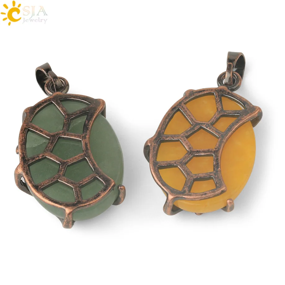 CSJA винтажные подвески в форме яйца натуральный кристалл камень античная медь