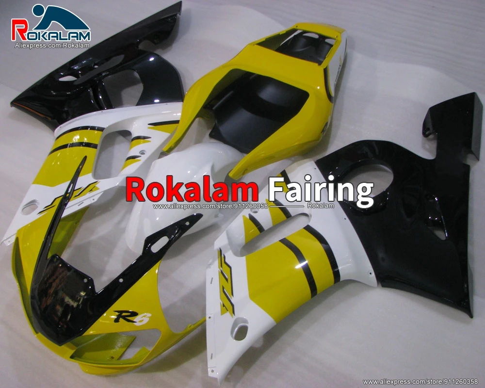 

Custom Fairings For Yamaha R6 1998 1999 2000 2001 2002 YZF600 Yellow White Black Motorcycle Body Kit (Injection Molding)