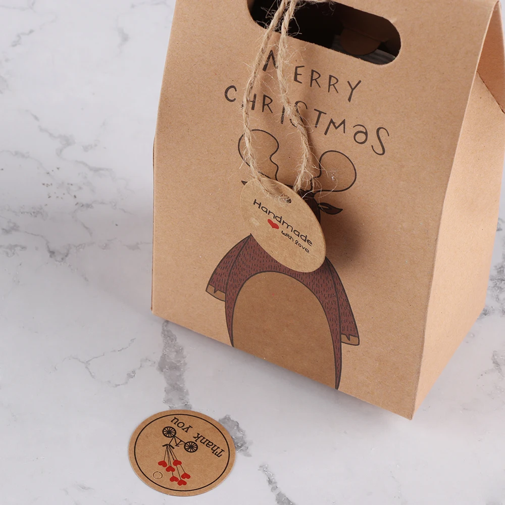 100 шт Красное сердце пустые висячий подарок бирки круглой формы крафт бумажные