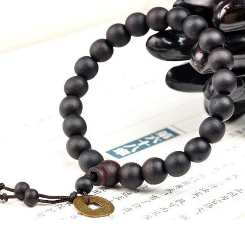 

Men's Wood Buddha Bracelet Buddhist Prayer Beads Tibet Mala Charm Lucky Wrist Bracelet
