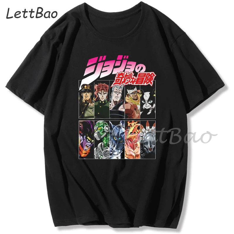 

Футболка Мужская/женская с забавным рисунком, топ с японским аниме Джоджо невероятные приключения, модная уличная одежда с графическим при...