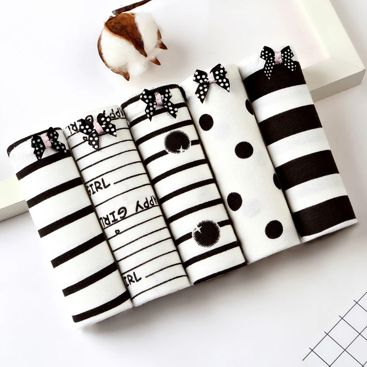 1 шт. 5 стилей милое женское Полосатое нижнее белье в горошек хлопковые трусики с