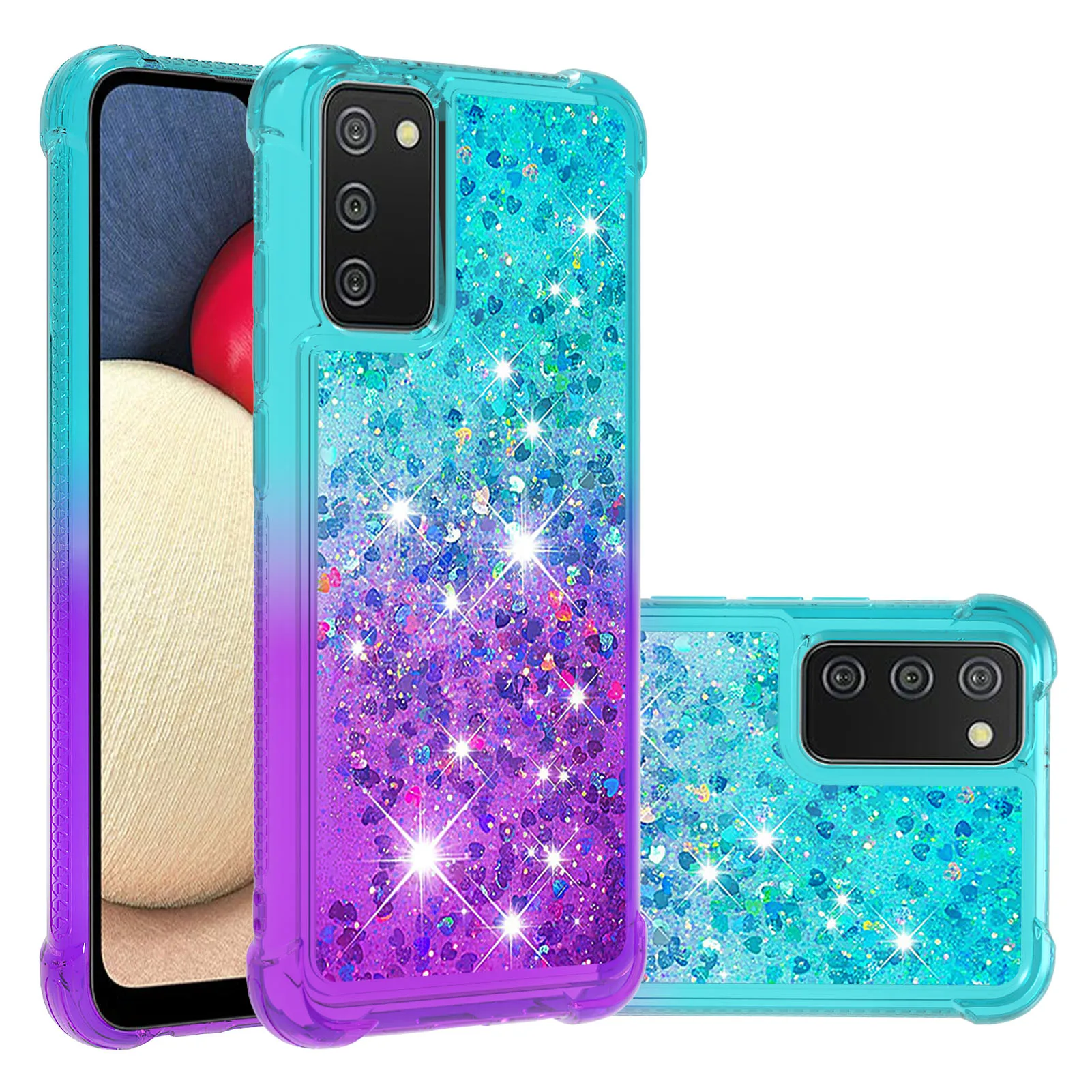 

Противоударный градиентный Блестящий Жидкий чехол для Samsung Galaxy A02S A 02S Coque Dynamic Quicksand Cover