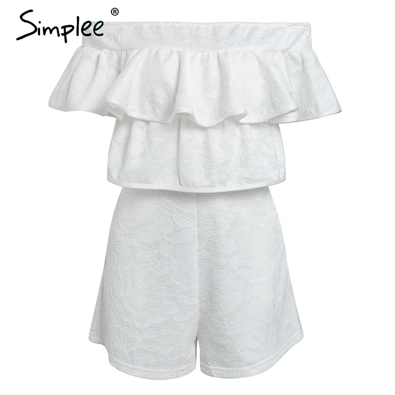 Женские кружевные комбинезоны бохо Simplee белый комбинезон с открытыми плечами и