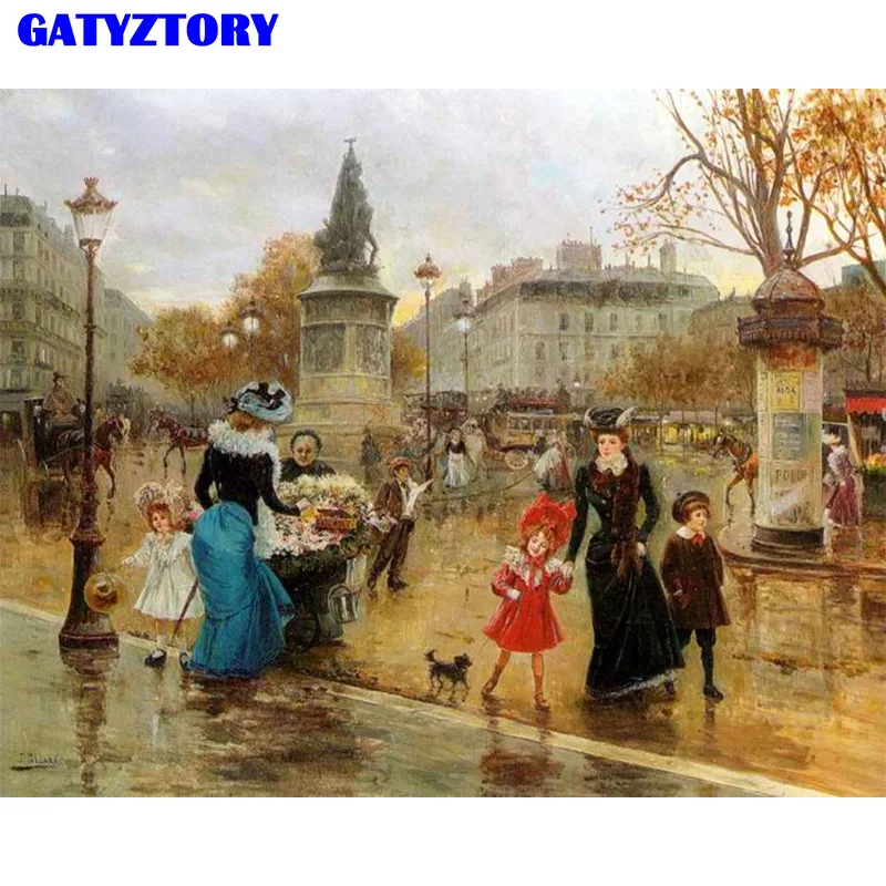 GATYZTORY рамка уличный пейзаж Diy картина по номеру Холст Картина акриловая Настенная картина уникальный подарок для домашний декор искусство - Цвет: 190806-126