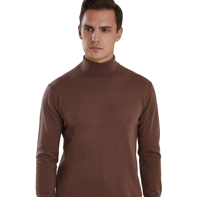 Мужская шерстяная кашемировая водолазка однотонный шерстяной пуловер с
