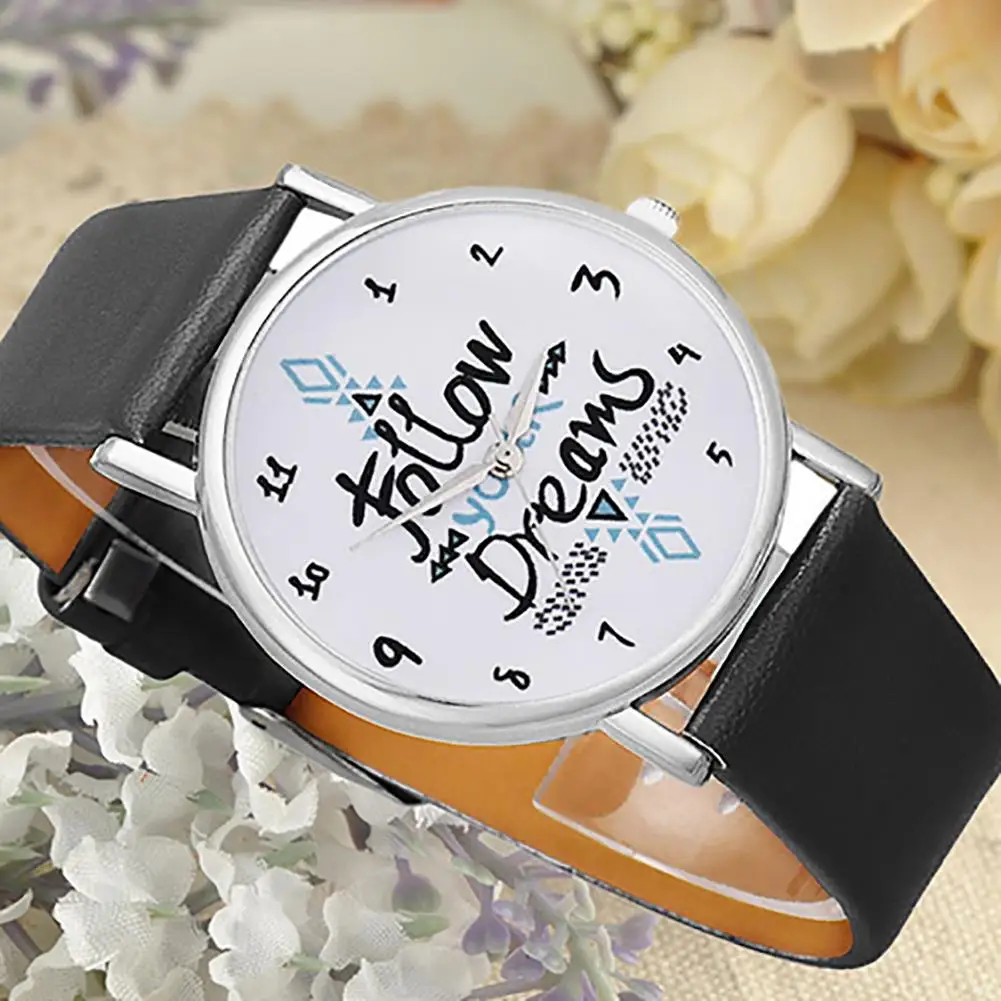 Женские повседневные часы для девочек с принтом Follow Your Dream ремешок из