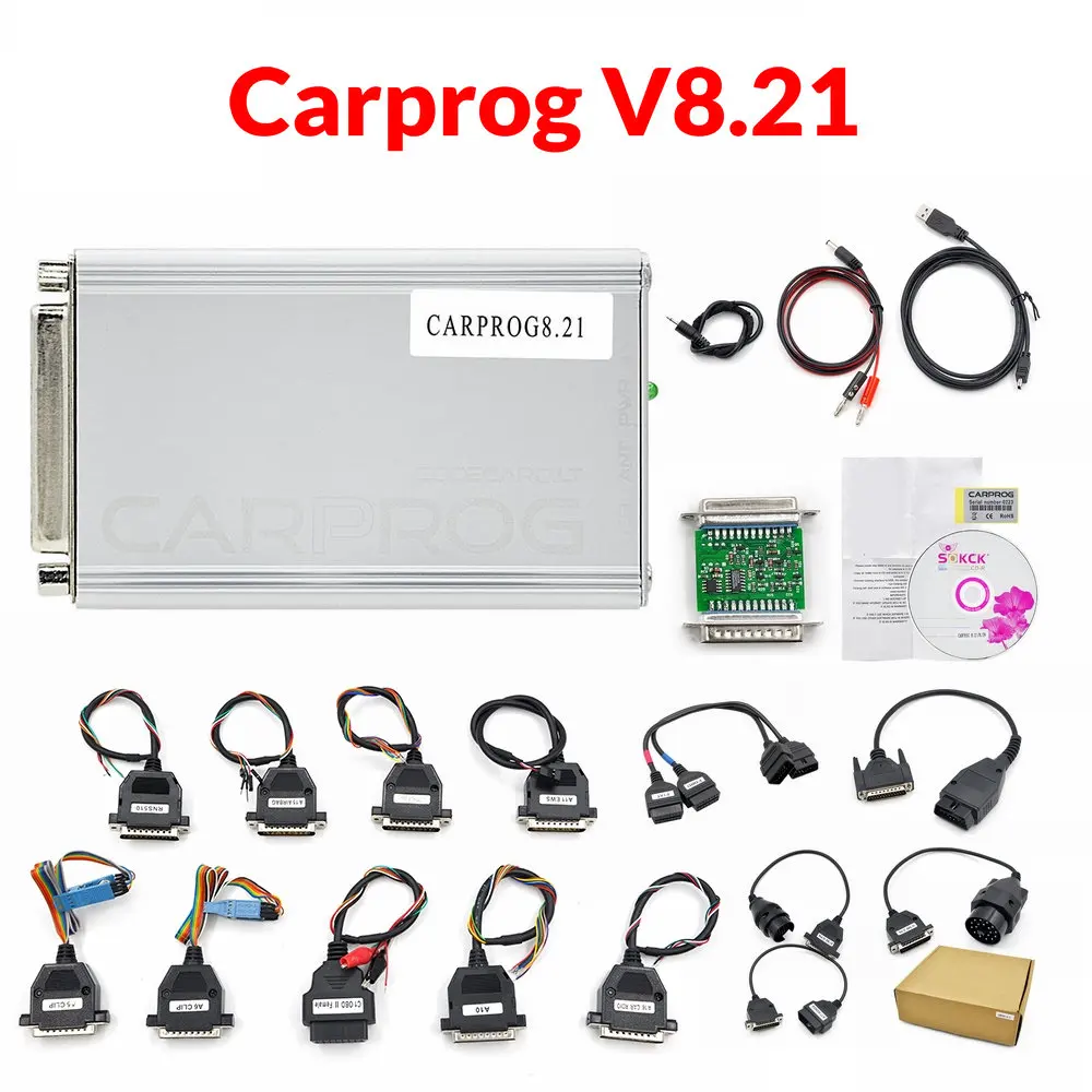 V8.21 Full Set Carprog V8.21 V10.93 v10.05 Автомобильная прога ECU Чип Tunning инструмент для ремонта автомобиля Carprog программатор Carprog V8.21with все 21 Адаптеры - Цвет: V8.21 Full Set