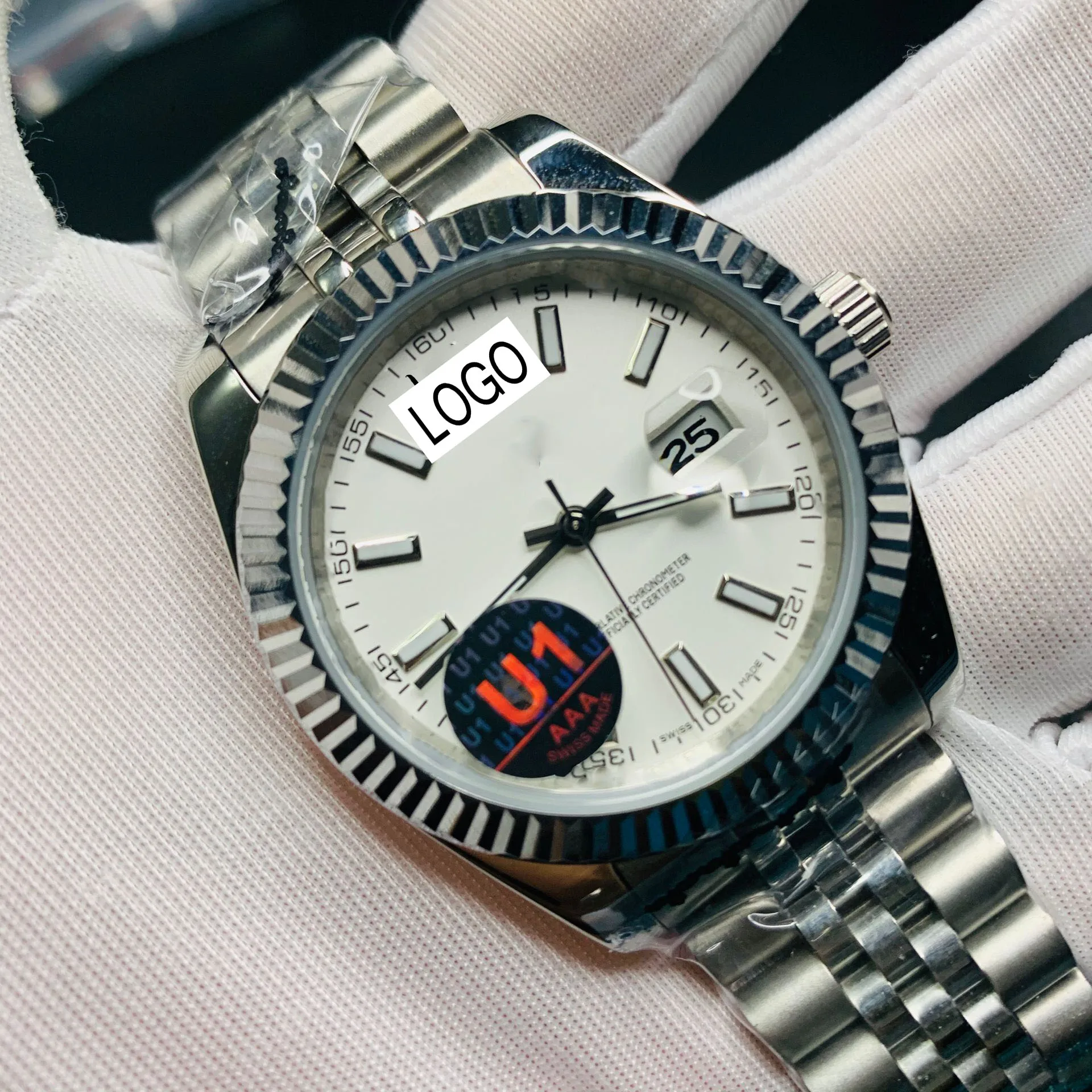 

Men's Watch Automatic Silver Glide Smooth Used Watch White Dial Luminous Mechanical Watch Datejust AAA