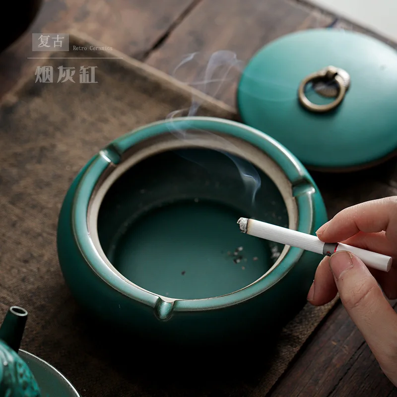 

Ceramic Ashtray Retro Portable Outdoor Fashion Ashtray Smoking Accessories Portable Luxury Round Cendriers Ashtrays BG50AS