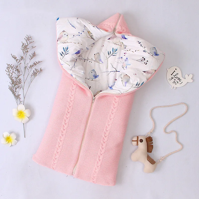 Pink Newborn Winter Swaddle Infant Thicken Anti-kick Sleeping Bag Baby Autumn Winter Envelope Zipper Sleeping Bag Kids Blanket Quilt - Цвет: Pink