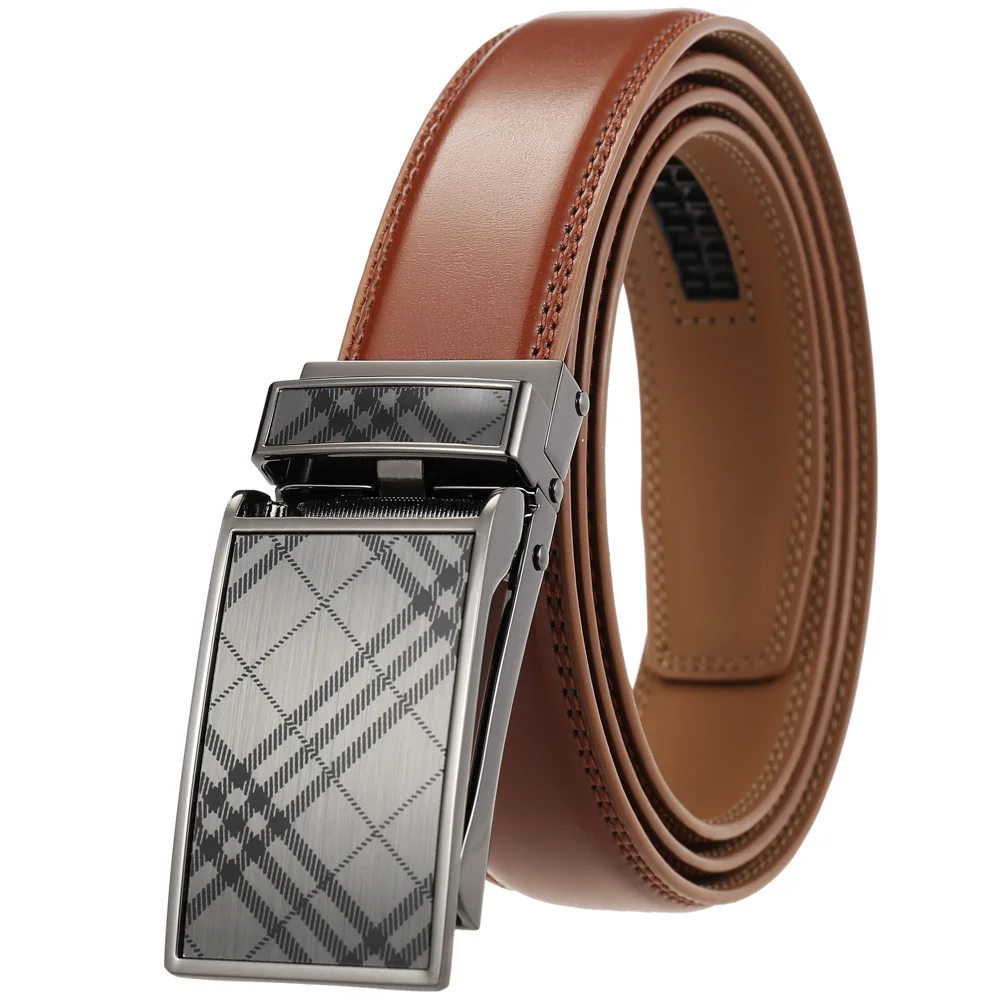 

New Genuine Leather Mens Belts Automatic Buckle Fashion Belts for Men Business Popular Male Brand Belts 3.1cm LY233-30015-2
