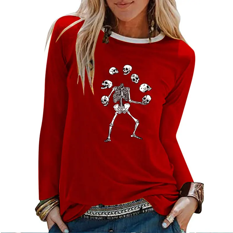 &quotСкелетная&quot с принтом топ длинными рукавами для женщин осень-зима принтовые